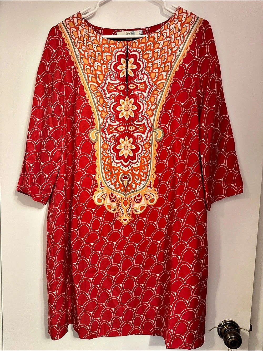Boden Printed Tunic in Red & Orange Size 10
